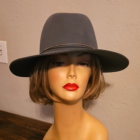 Janessa Leone Drew Wool Fedora Hat Gray Small Wide Brim 3.5” Minimalist Rancher Janessa Leone Women main image 2